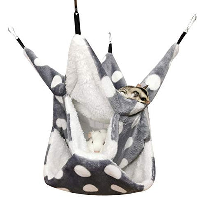 LEFTSTARER Rat Ferret Sugar Glider Cage Hammock Bedding Small Pet Cage Accessories Toy Triple-Layer Hammock Bedding for Hamster Guinea Pig Sugar Glider Rat Ferret Chinchilla Playing Sleeping(Grey) - color: Grey