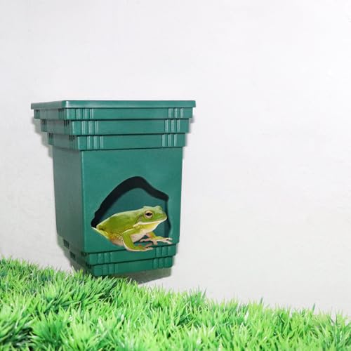 Frog Tank Accessories, 2-in-1 Plastic Reptile Hide with Bowl on the Top, Habitat Hideout for Tree Frogs, Dwarf Frogs, Toads, and Other Small Reptiles