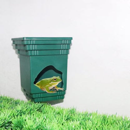 Frog Tank Accessories, 2-in-1 Plastic Reptile Hide with Bowl on the Top, Habitat Hideout for Tree Frogs, Dwarf Frogs, Toads, and Other Small Reptiles