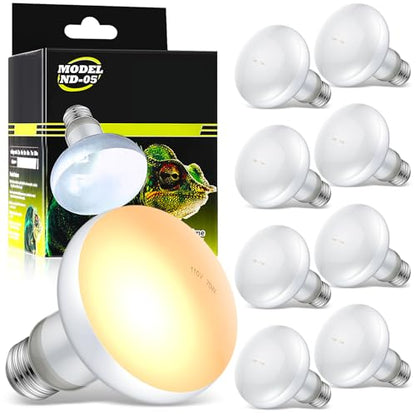 Tarpop 8 Pcs 75w Reptile Heat Lamp Bulb, Reptile Basking Heat Light Bulb Uva Daylight for Bearded Dragon, Amphibian, Turtle, Lizard, Chicken - style: 75w
