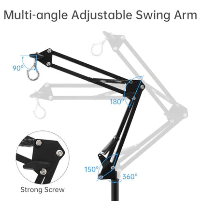 RTNLIT Reptile Lamp Stand - 15.7" to 65.9" Adjustable Height | 360° Swing Arm, Metal Bracket Floor Heat Light Holder, For Bearded Dragon Lizards Turtles Snake and Chicks - size: 16-inch to 66-inch