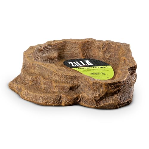 Zilla Terraced Dish, Reptile Feeding Dish, Stable and Spill-Resistant, Ideal for Geckos, Skinks, Snakes and Lizards, Large - size: Large