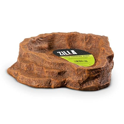 Zilla Terraced Dish, Reptile Feeding Dish, Stable and Spill-Resistant, Ideal for Geckos, Skinks, Snakes and Lizards, Large - size: Large