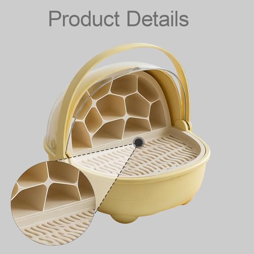Silkworm Breeding Box Small Pet Feeding Container Transparent Removable Habitat Cage Portable Reptile House with PP for Turtle Frog Snake Suit, Yellow - color: Yellow