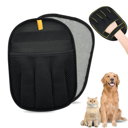 Pet Hair Removal Glove for Cats & Dogs, Upgrade 5-Finger Magic Brush Pet Hair Remover Tool, Electrostatic Reusable Grooming Mitt for Laundry, Couch, Carpet & Car Seat