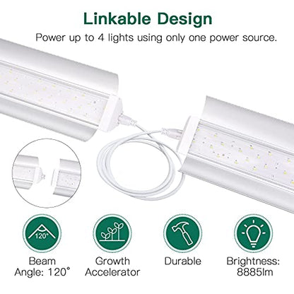 SZHLUX Grow Light 4FT 140W (2×70W, 800W Equivalent) Super Bright Full Spectrum Sunlight Plant Light, LED Grow Light Strips, Linkable Growing Lamp for Indoor Plants - size: 4ft