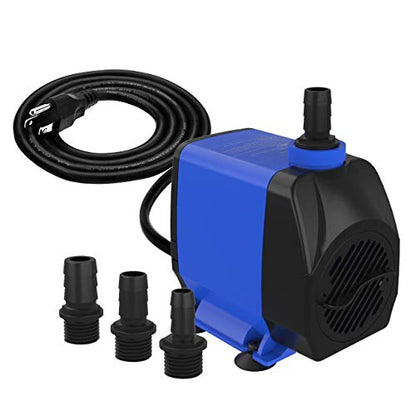 Submersible Water Pump 1056GPH Pond Pump for Fountains | 13ft Lift, 9.8ft Power Cord, Ultra Quiet, Over Heating Protection for Pond, Fountain, Hydroponic, waterfall, Aquarium - size: 1056GPH Adjustable flow