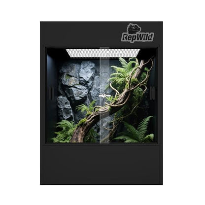 33 Gallon PVC Tall Reptile Terrarium, 18x18x24 Arboreal Enclosure | Vertical Habitat Enclosure with Sliding Door & Heavy-Duty Screen for Amphibians, Crested Gecko Lizard Chameleon - size: 18"W x 18"D x 24"H