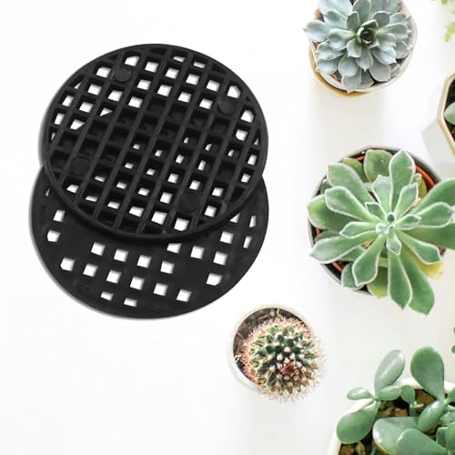 Plant Drainage Mesh Pads, 1.8 Inch, 100pcs Plastic Grid Mat | Round, Breathable Soil Guard, for Potted Plants, Bonsai, Black - size: 1.8 Inch