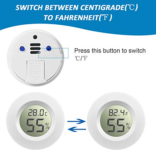 Weewooday 8 Pcs Mini Hygrometer Thermometer Digital LCD Monitor Indoor/Outdoor Room Humidity Meter Temperature Gauge for Greenhouse Garden Reptile Incubator Cellar ℉/℃ (White) - size: White