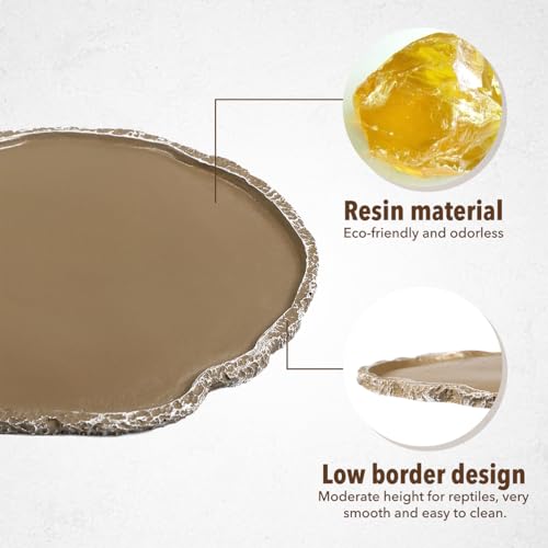 2Pcs Reptiles Water Dish Resin Pet Food Feeding Bowls Lizard Tortoise Turtle Food and Water Bowls Reptile Supplies Resin Brown Compact and Light Material Design Easy to Use, 2 PCS