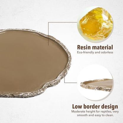 2Pcs Reptiles Water Dish Resin Pet Food Feeding Bowls Lizard Tortoise Turtle Food and Water Bowls Reptile Supplies Resin Brown Compact and Light Material Design Easy to Use, 2 PCS