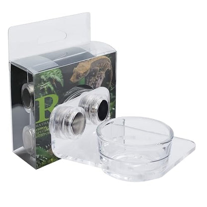 Magnetic Reptile Ledge - Acrylic Feeding Platform for Geckos & Spiders | Glass bowl & acrylic tray; for chameleon, bearded dragon, jumping spider; strong magnets; easy-clean; compact 2.6"x2.6"