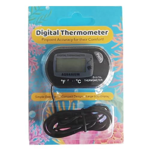 SunGrow Digital Betta Thermometer for Tropical Aquarium Fish, Black Color, 4 Suction Cups and 2 Batteries Included, 2 pcs per Pack - style: 2 Pack