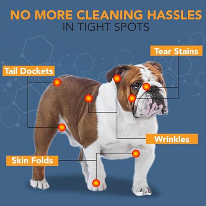 NOVEHA 240PCs - Wrinkle XL Wipes for Dogs | Wipes for Bulldog, French Bulldog, Pug, English Bulldog – Wipes for Multiple Areas Removes Dirt, Wrinkles, Folds, Tear Stain, Tail Pockets & Paws (2Pack) - size: 240 Wrinkle Wipes