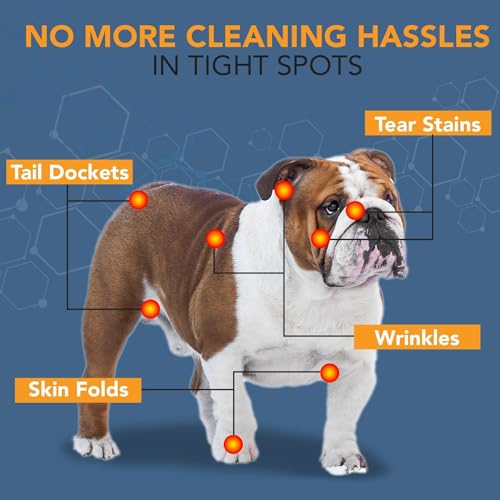NOVEHA 5”x7” Large Dog Wipes | Wipes for Bulldog, French Bulldog, Pug, English Bulldog | Deodorizing, for Multiple Areas Removes Dirt, Wrinkles, Folds, Tear Stain, Tail Pocket & Paws (3PK-120 Counts) - size: 360 Wrinkle Wipes