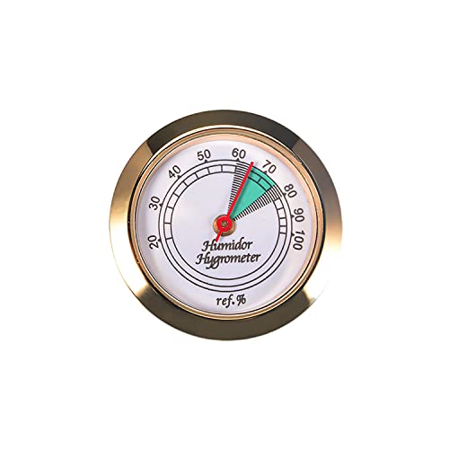 Medium Round Analog Hygrometer Humidity Gauge for Humidors - Color: Gold - color: Gold