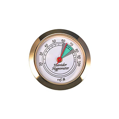 Medium Round Analog Hygrometer Humidity Gauge for Humidors - Color: Gold - color: Gold