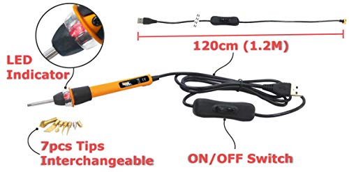 KINGTOOL 3D Printing Smoothing Tool Kit, 3D Printing Modify Finishing Tool, Cleaning Needle, Scarper (USB Powered) (Yellow) - color: Yellow