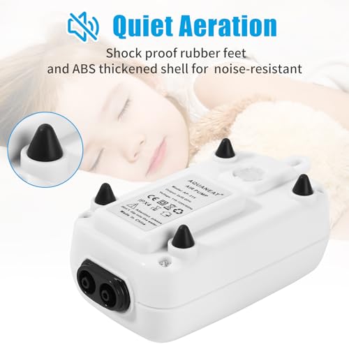AQUANEAT Aquarium Air Pump for 20-210 Gallon Tank, Fish Air Bubbler, Hydroponic Oxygen Aerator with Stones, Airline Tubing, Check Valves - size: 20-100 Gallons