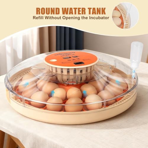 Nest II - 30 Egg Incubator for Large-Batch Hatchers, Hands-On Control, Auto Egg Turning, Manual Water Fill, Consistent Temp, Real-Time Display, Candler for Chicken, Goose, Duck, Quail, Pigeon, Turkey - size: 30 Egg [Orange]