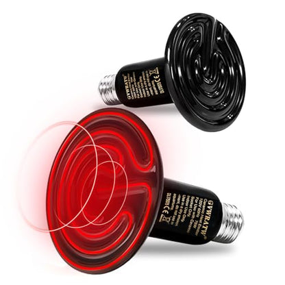 75W Reptile Heat Lamp, Ceramic Heat Emitter (2 Packs 0.25 inch-75mm) - E26 for Terrariums, Turtle, Lizard, Bearded Dragon, Snake, Reptiles, Amphibian, Pet Brooders, Chicken Incubation - color: 75 Watt, size: 75 mm