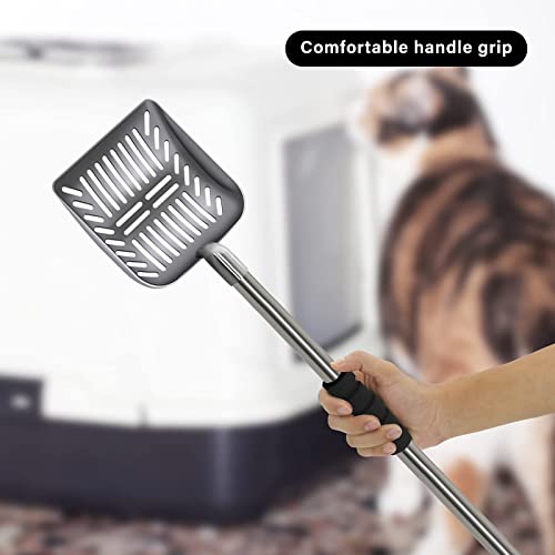 Cat Litter Scoop,Metal Long Handle Kitty Litter Coop Scooper,Heavy Duty Cats Pooper for Litter Box Pet Poop Shovel,Chicken Poop Scooper 32inch