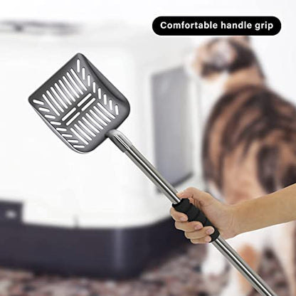 Cat Litter Scoop,Metal Long Handle Kitty Litter Coop Scooper,Heavy Duty Cats Pooper for Litter Box Pet Poop Shovel,Chicken Poop Scooper 32inch