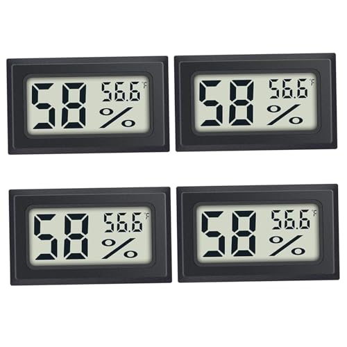 Mini Hygrometer Thermometer 10-99% LCD Mini Hygrometer Digital -58-158 ℉ Small Thermometer 4Pcs for Incubator, Reptile, Terrarium Jar Outdoor Living..