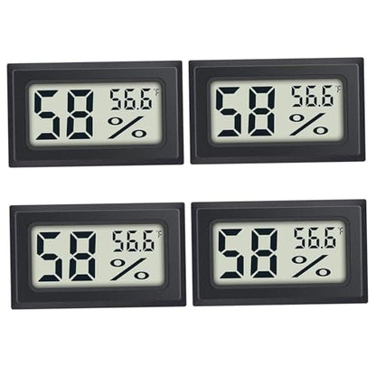 Mini Hygrometer Thermometer 10-99% LCD Mini Hygrometer Digital -58-158 ℉ Small Thermometer 4Pcs for Incubator, Reptile, Terrarium Jar Outdoor Living..