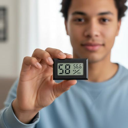 Mini Hygrometer Thermometer 10-99% LCD Mini Hygrometer Digital -58-158 ℉ Small Thermometer 4Pcs for Incubator, Reptile, Terrarium Jar Outdoor Living..