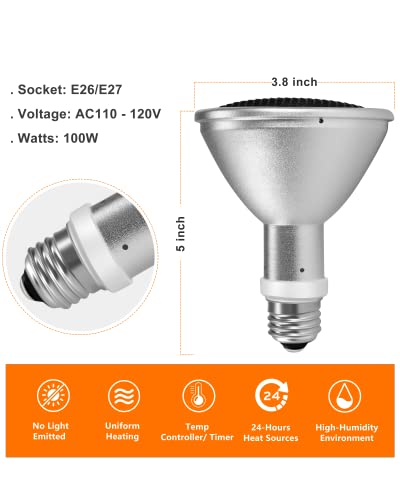 Deep Heat Projector - DHP 100W Infrared Reptile Heat Lamp Bulbs for Turtle Light Bearded Dragon Chicken Lizard Leopard Gecko Snake - color: Dhp 100w