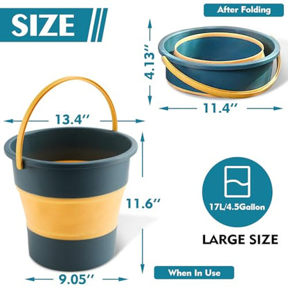 Collapsible Bucket 4.5 Gallon/17L Large Plastic Household Cleaning Mop Buckets Foldable Water Bucket for Car Wash Fishing Camping Beach (Blue) - color: Blue