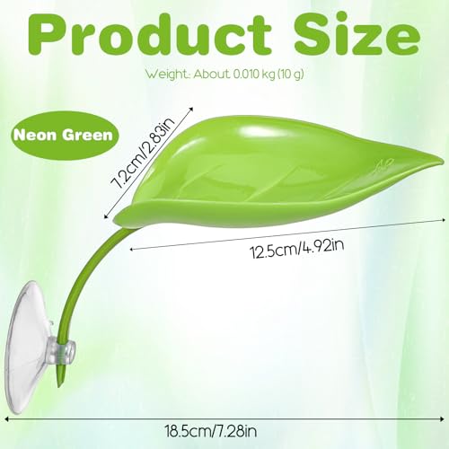 3 Pcs Crested Gecko Tank Accessories, Plastic Reptile Leaf Plant Ornament with Suction Cup Wall Climbing Gecko Hide Reptile Hide for Turtle Tank Decorations(Green) - color: Green