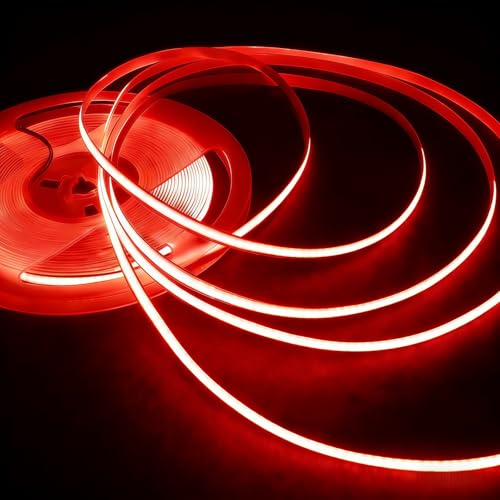 Ultra-Narrow 3mm USB COB LED Strip Lights Self-Adhesive, for Kitchen Cabinets, Bedroom, Gaming Desk (Red, 2ft) - color: Red, size: 2ft