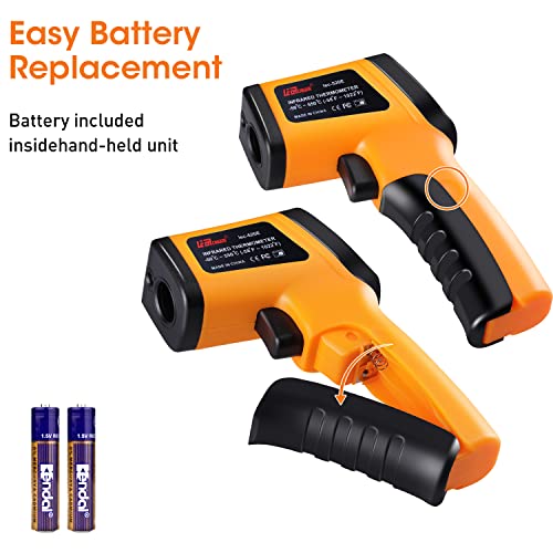 Infrared Thermometer Gun -58°F to 1022°F, Non-Contact Laser Thermometer with LCD Display, Temperature Measurement Gun for Cooking, BBQ, Oven, Adjustable Emissivity - color: -58°F~1022°F