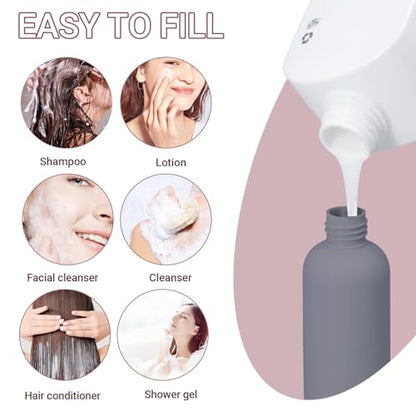 Travel Shampoo Bottle, Empty Plastic Squeeze Bottles 8.8oz with Flip Cap, Lotion Container for Toiletries Travel Size Shampoo and Conditioner - color: Gray