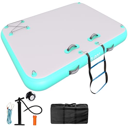 Inflatable Floating Dock Mat,6 inches Thick Inflatable Stable Platform Raft with Storage Bag None-Slip Surface for Lake Beach Pool - color: Green 8ft x 6 ft x 6in