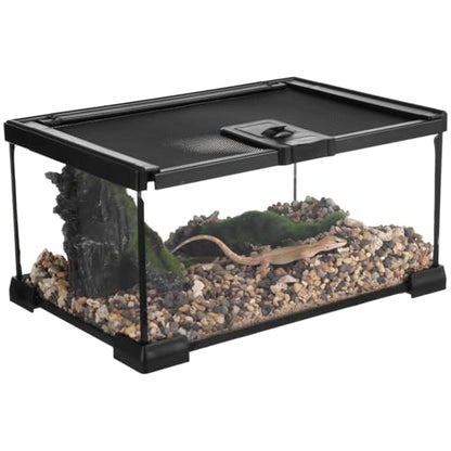Mini Reptile Glass Terrarium 12"x8"x6", Full View Rainforest Vivarium Tank, Stackable Amphibian Enclosure Cage for Turtles, Geckos, Frogs, Hermit Crabs, No Installation Needed - size: 12"L x 8"W x 6"H