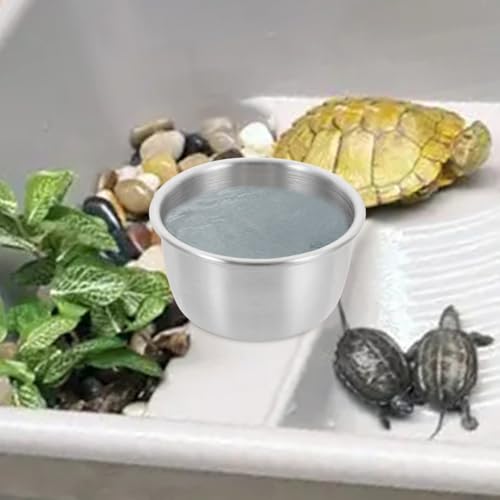 GANAZONO 6-Pack Stainless Steel Reptile Water Dish 2.16In Metal Feeding Cups for Lizards Turtles Geckos Reptile Tank Accessories Water and Food Bowl for Terrarium