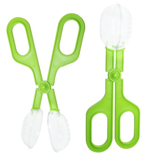 2PCS Amphibian Feeding Tongs Green 6.7 inches Long Reptile Dung Scoop Cleaning Tool for Bearded Dragons Lizards Geckos Small Turtles Frogs and Other Reptile Pets