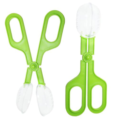 2PCS Amphibian Feeding Tongs Green 6.7 inches Long Reptile Dung Scoop Cleaning Tool for Bearded Dragons Lizards Geckos Small Turtles Frogs and Other Reptile Pets