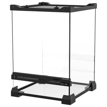 Vertical Glass Reptile Enclosure Terrarium, 10" x 10" x 14" | 6 Gallon Fully Assembly & Front Opening Habitat Tank for Crested Geckos, Tree Frogs & Small Arboreal Reptiles - size: 10" x 10" x 14"