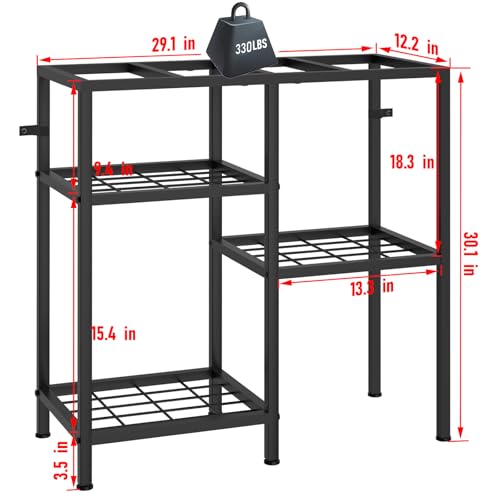 YBING Fish Tank Stand 20 Gallon Aquarium Stand Aquarium Turtle Tank Reptile Tank Stand with 3-Tier Small Metal Shelf Black