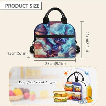 Dragon Kids Lunch Box Insulated Lunch Bag Student American Flag Insulated Lunch Bag Camping Lunchbox Portable Lunchbag Outdoor Camping Lunch Container for School - color: Dragon American Flag