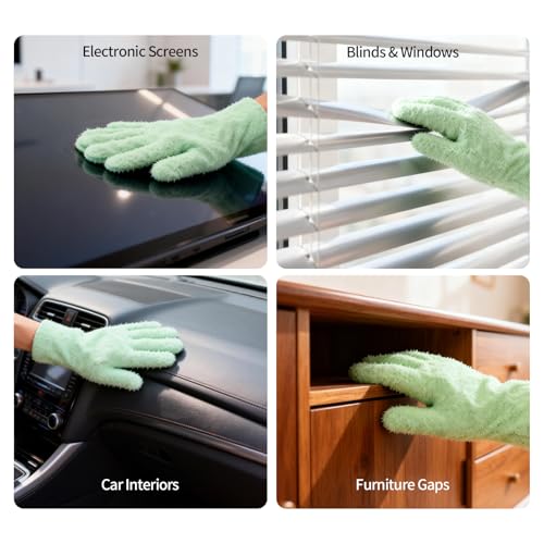 Microfiber Gloves,Microfiber Dusting Gloves for Plants and House Cleaning, Reusable Cleaning Gloves - color: Cyan