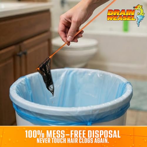 FlexiSnake Drain Weasel Refill for Sink Snake Hair Clog Remover, 10 Pack | Pipe, Bathroom, Bathtub Drain Cleaner, 18" Wands, Made in The USA