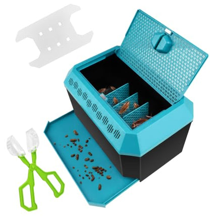 Cricket Keeper for Reptiles,Dubia Roach Container | Multi Purpose Insect Habitat with Tongs for Dubia Roaches,Crickets and Other Reptile,Cricket Cage with Ventilation