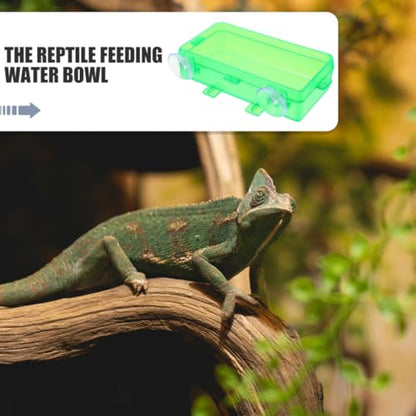 Reptile Feeding Trough and Water Dish with Anti-Escape Design, Large Green Non-Escape Food Bowl for Bearded Dragons, Geckos, Snakes, Suitable for Terrariums and Reptile Tanks