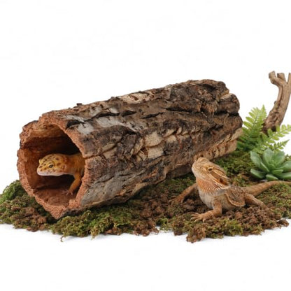 Homoyoyo Natural Wood Reptile Hide Cave Log, Tree Bark Terrarium Hideout for Gecko Snake Lizard Tortoise Spider and Hermit Crab – Rainforest Climbing Pets Habitat Decor Shelter 7. 86x3. 14x3. 14in